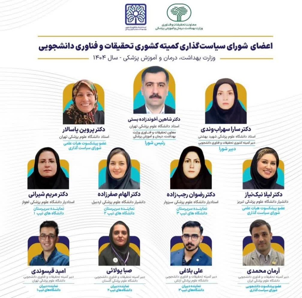 برگزاری جلسه شورای سیاستگذاری کمیته تحقیقات و فناوری دانشجویی وزارت بهداشت برگزاری جلسه شورای سیاستگذاری کمیته تحقیقات و فناوری دانشجویی وزارت بهداشت